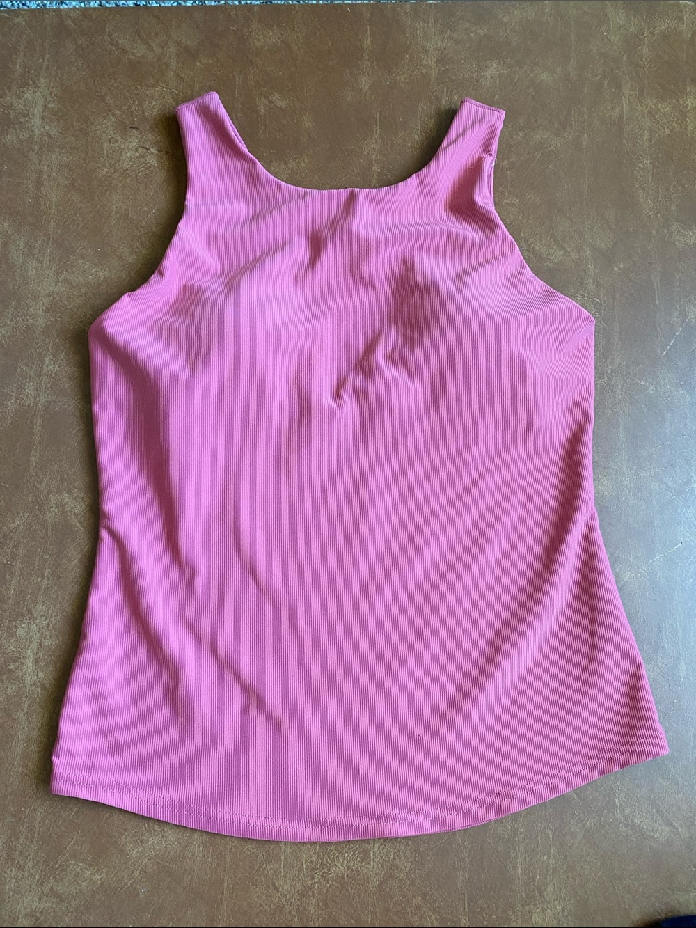 Slim Ribbed Tank Top in Rose Pink